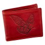 Real leather wallet, biker wallet, wallet format with Butterfly motif Red