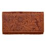 Leather wallet, real leather with motorbike motif Brown