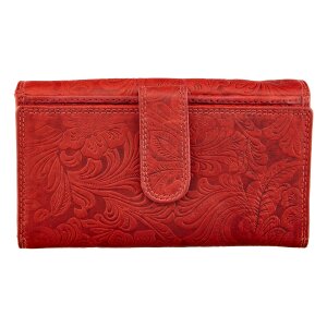 Leather wallet, real leather with motorbike motif Red