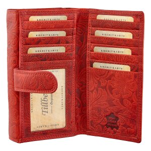 Leather wallet, real leather with motorbike motif Red