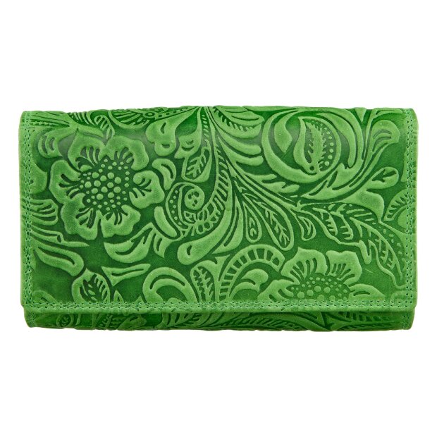 Leather wallet, real leather with motorbike motif Apple green