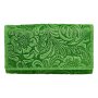 Leather wallet, real leather with motorbike motif Apple green