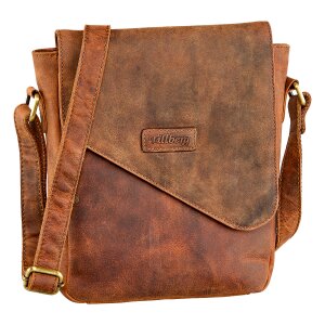 Tillberg shoulder bag medium for men and women in vintage buffalo Hunter leather Tan