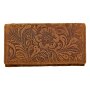 Leather wallet, real leather with motorbike motif tan