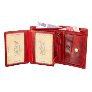 Real leather wallet, buffalo leather, full leather Red