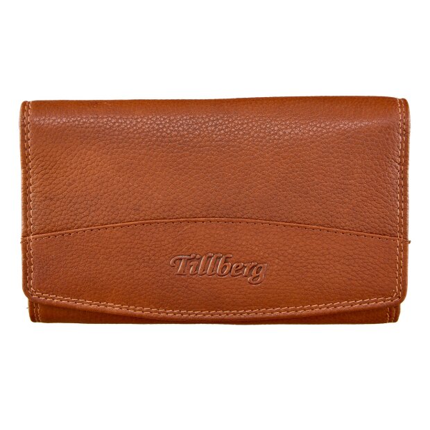 Wallet made from real leather with all around zipper tan