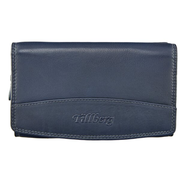 Wallet made from real leather with all around zipper Navy Blue