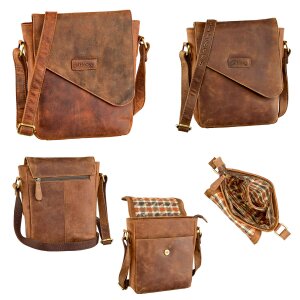 Tillberg shoulder bag medium for men and women in vintage buffalo Hunter leather