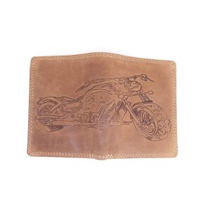 Real leather wallet with motor cycle motif, high quality, robust