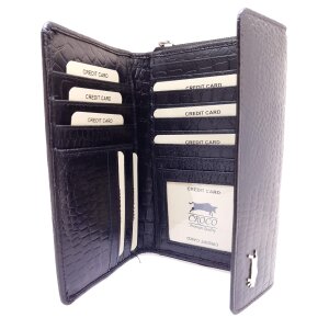 Real leather wallet in croco look